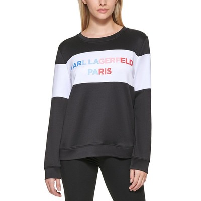 

Karl Lagerfeld Paris Женская черная толстовка с цветными блоками Loungewear  BHFO 1858, Black/white