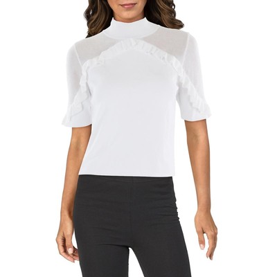 Alice and Olivia Womens White Chiara Flutter Pullover Top Shirt M BHFO 5274