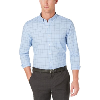 

Мужская синяя рубашка на пуговицах с длинными рукавами и воротником с принтом Club Room  BHFO 4668, Blue shimmer, 100026651MN