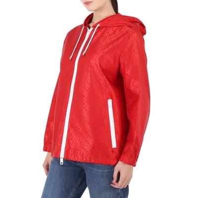 Pre-owned Burberry Ladies Bright Red Everton Pattern Jacket