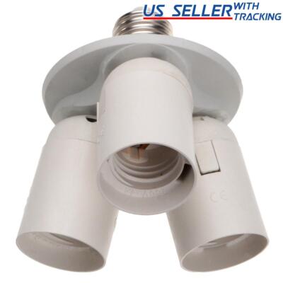 3 to 1 Light Socket E26 Splitter Lamp Base Adapter for Standard LED & CFL Bulbs