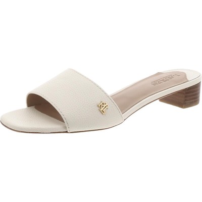 Lauren Ralph Lauren Womens White Slide Sandals 10 Medium (B,M) BHFO 6800