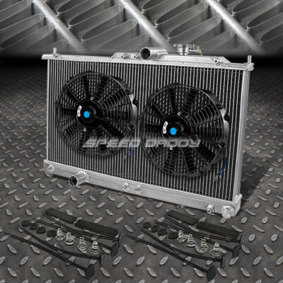 2-РЯДНЫЙ АЛЮМИНИЕВЫЙ РАДИАТОР + 2X 12 ВЕНТИЛЯТОРОВ ЧЕРНОГО ЦВЕТА ДЛЯ 00-05 ECLIPSE GTS/STRATUS/SEBRING V6