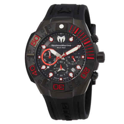 Мужские часы Technomarine Reef Black с хронографом GMT и кварцевым черным циферблатом TM-523010