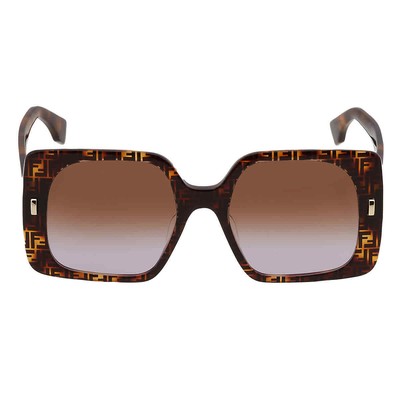 Pre-owned Fendi Brown Gradient Square Ladies Sunglasses Fe40036u 55f 53 Fe40036u 55f 53