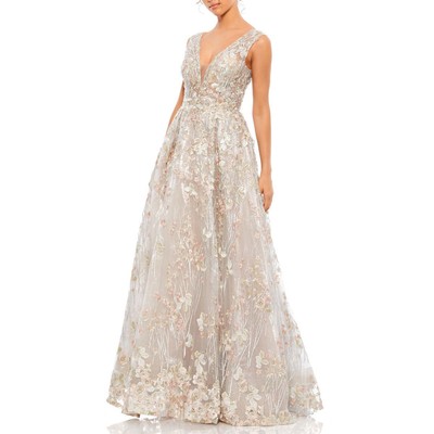 Женское серое вечернее платье Mac Duggal с украшением 2 BHFO 6247