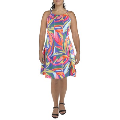 Женское синее платье на бретелях с принтом Vince Camuto длиной до колен Plus 24W BHFO 9329