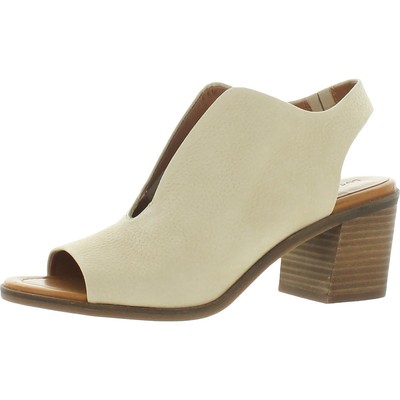 

Женские бежевые туфли на каблуке Lucky Brand Rhazy с ремешком на пятке 8 Medium (B,M) BHFO 6945, Macadamia embossed nubuck