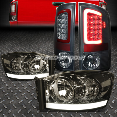 ТОНИРОВАННЫЙ КОРПУС ПРОЗРАЧНАЯ ФАРА + DRL + ТОНИРОВАННЫЙ 3D СВЕТОДИОДНЫЙ ЗАДНИЙ СТОП-СИГНАЛ ДЛЯ 07-09 RAM