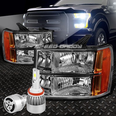 ФАРА С ПРОЗРАЧНЫМИ ЛИНЗАМИ + ЯНТАРНЫЙ УГОЛОК + БЕЛЫЙ СВЕТОДИОД H8 HID с ВЕНТИЛЯТОРОМ ДЛЯ 07-14 GMC SIERRA