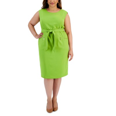 Женское зеленое платье-футляр Kasper Womens с коротким рукавом-кепкой длиной до колена Plus 24W BHFO 0885