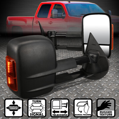 ДЛЯ ПАРЫ 07-13 SILVERADO/SIERRA ЧЕРНОЕ БУКСИРОВОЧНОЕ РУЧНОЕ ТЕЛЕСКОПИЧЕСКОЕ ЗЕРКАЛО + СВЕТОДИОДНЫЙ СИГНАЛ