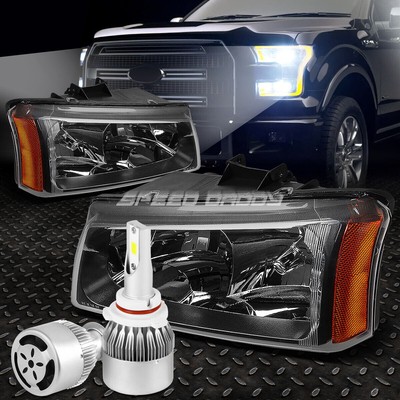 ЧЕРНАЯ ФАРА КОРПУСА + ЯНТАРНЫЙ УГОЛОК + БЕЛЫЙ СВЕТОДИОД 9006 HID + ВЕНТИЛЯТОР ДЛЯ 03-07 SILVERADO