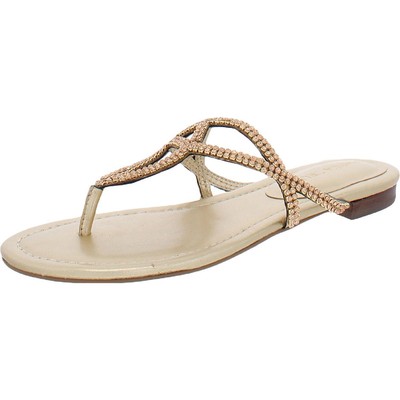 Ivanka Trump Womens Bonna Gold Thong Sandals Shoes 5.5 Medium (B,M) BHFO 1402