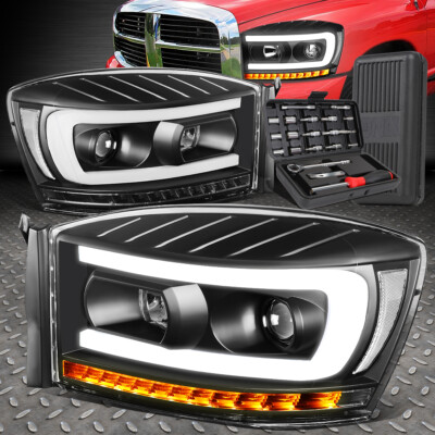 ДЛЯ 06-09 RAM LED DRL ПОСЛЕДОВАТЕЛЬНЫЕ ЧЕРНЫЕ ПРОЗРАЧНЫЕ БОКОВЫЕ ФАРЫ ПРОЕКТОРА + НАБОР ИНСТРУМЕНТОВ