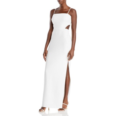Длинное официальное вечернее платье Aqua Womens белого цвета без рукавов 0 BHFO 6705