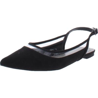 

Worthington Womens Gibby Faux Suede Регулируемые туфли на плоской подошве с ремешком на пятке BHFO 9823, Черный, Gibby