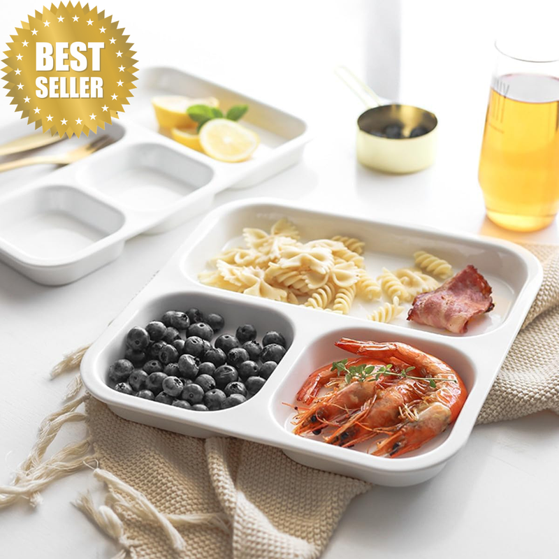 Portion Control Ceramic Dividing Dish for Salad, Healthy Eating and Weight Loss