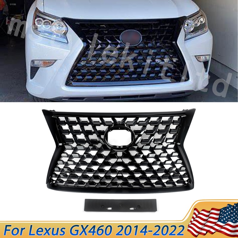 Fits 2014 2015 2016 2017-2022 LEXUS GX460 Front Gloss Black Grille Luxury Grill