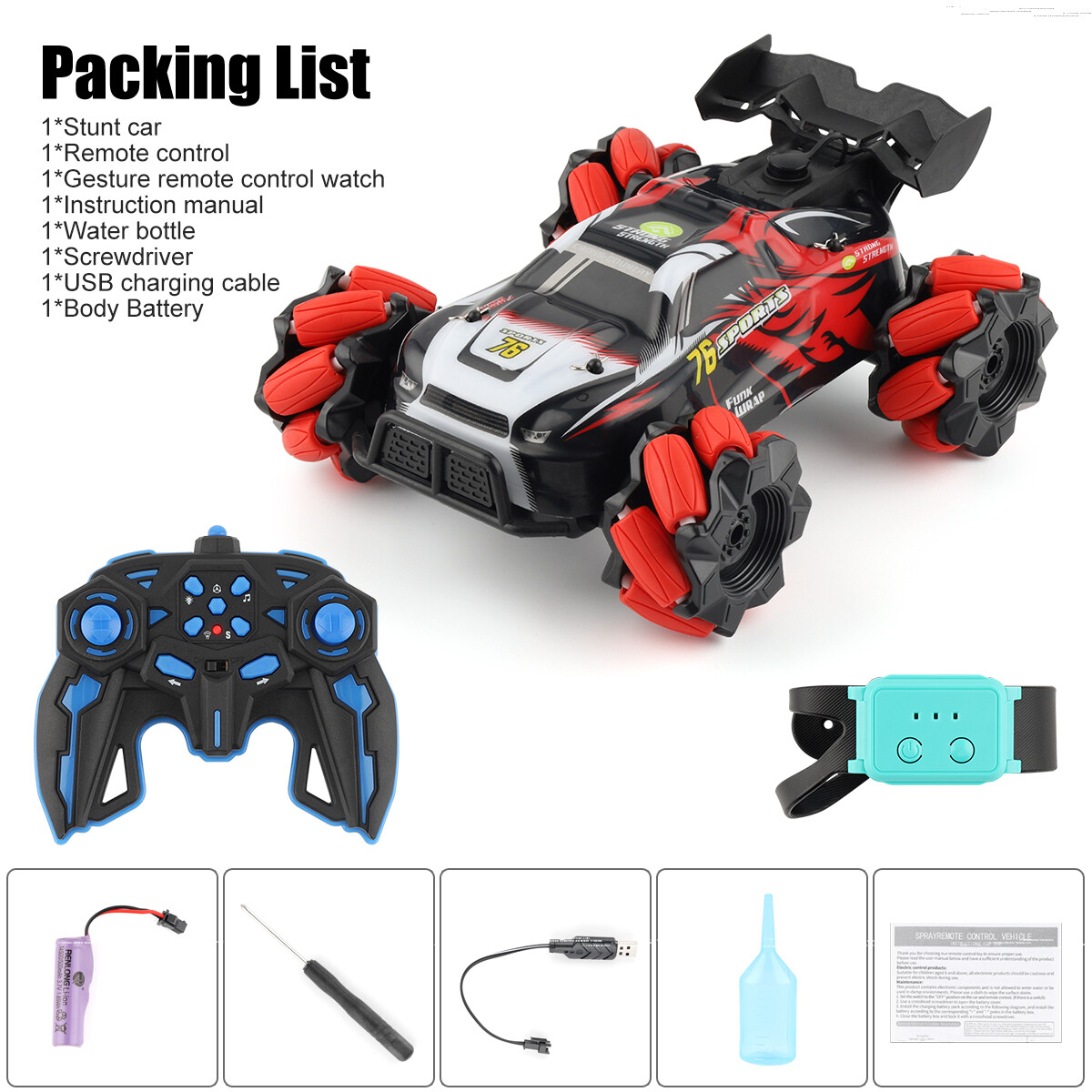 4WD 2.4GHz Gesture Sensing Twist RC Stunt Car Remote Control Off-Road Toy Gifts