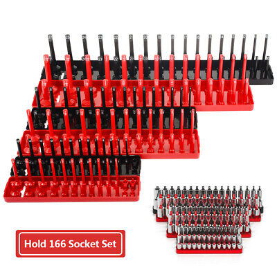 6pcs Socket Organizer Tray Set Hold 90 Metric&76 SAE Socket 1/4" 3/8" 1/2" Drive