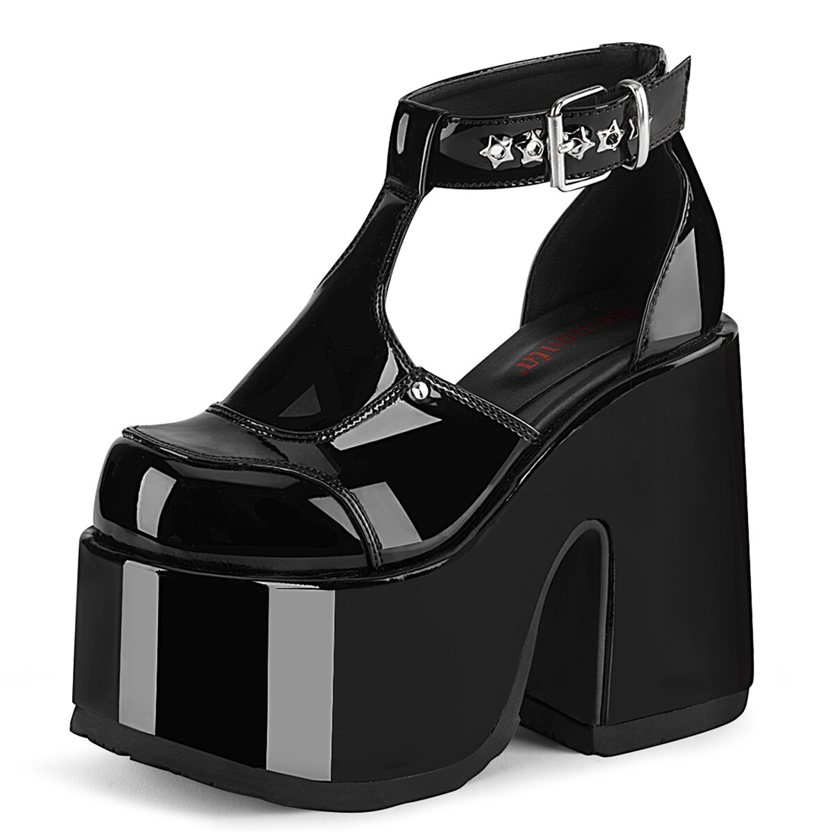 DEMONIA DEMONIA DAMEN CHUNKY HEEL PLATEAU SANDALEN CAMEL-103 LACK SCHWARZ