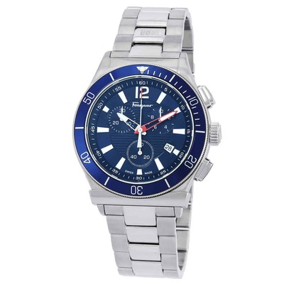 Pre-owned Ferragamo 1898 Sport Chrono Quartz Blue Dial Men's Watch Sfyl01622