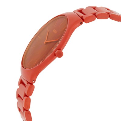 Pre-owned Rado True Thinline Quartz Orange Dial Men's Watch R27095652