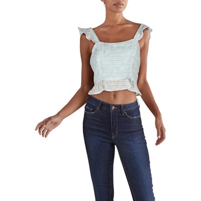 

Женская зеленая укороченная майка JOA с рюшами и вышивкой  BHFO 7916, Mint