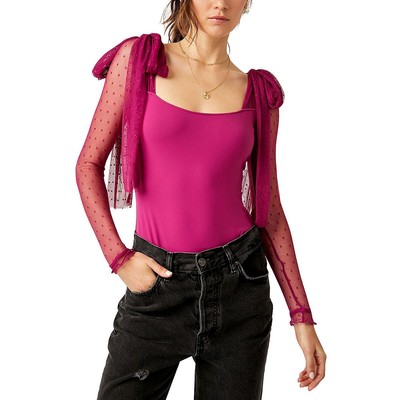 Женское фиолетовое сетчатое боди Free People с завязками на языке L BHFO 2474