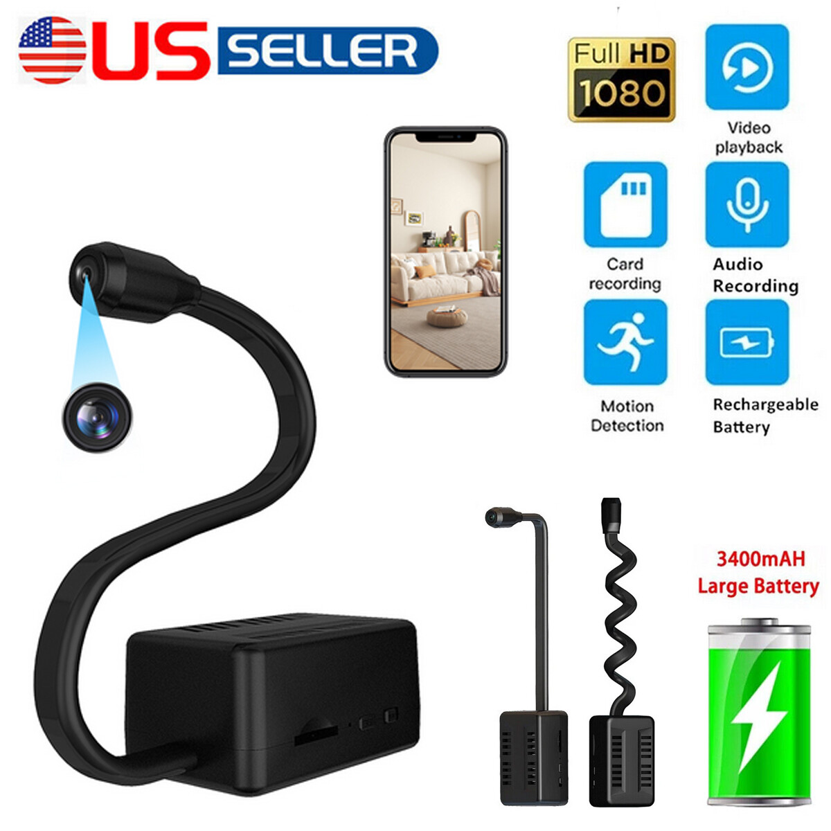 HD 4K Mini WIFI Hidden Nanny Spy DIY Camera Pinhole DVR Wireless Motion Sensor！！