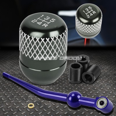 КОРОТКИЙ РЫЧАГ ПЕРЕКЛЮЧЕНИЯ ПЕРЕДАЧ ИЗ СИНЕГО АЛЮМИНИЯ С ОДНИМ ИЗГИБОМ + СЕРАЯ 5-СТУПЕНЧАТАЯ РУЧКА С СЕТКОЙ ДЛЯ EK/ EJ/ EG/DC