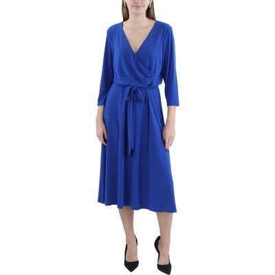 Lauren Ralph Lauren Womens Blue Wrapped Wear To Work Dress 14 BHFO 8683