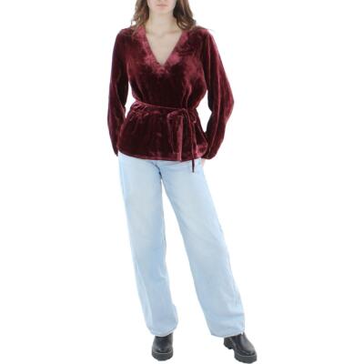 

Женская красная бархатная блузка с V-образным вырезом и баской J. Crew  BHFO 0991, Красный