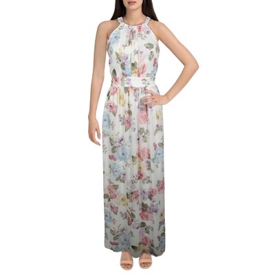 

INC Женское белое длинное прозрачное платье макси с цветочным принтом  BHFO 7188, White floral