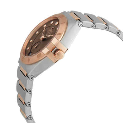 Pre-owned Omega Constellation Automatic Chronometer Diamond Brown Dial Ladies Watch