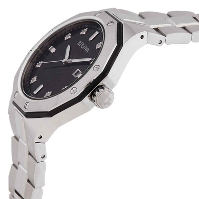 Pre-owned Bulova Men's Marine Star Diamond Accented Stainless Steel Bracelet Watch 98d103