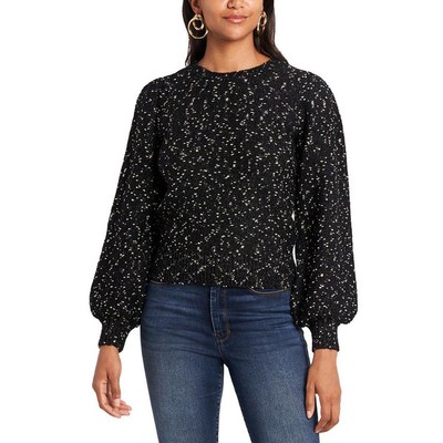 

1. Государственный женский черный пуловер с нечеткой металлической отделкой в рубчик, свитер, топ  BHFO 2436, Rich black