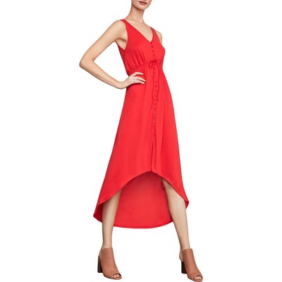 Женское платье миди из красного трикотажа BCBGMAXAZRIA на пуговицах XXS BHFO 1788