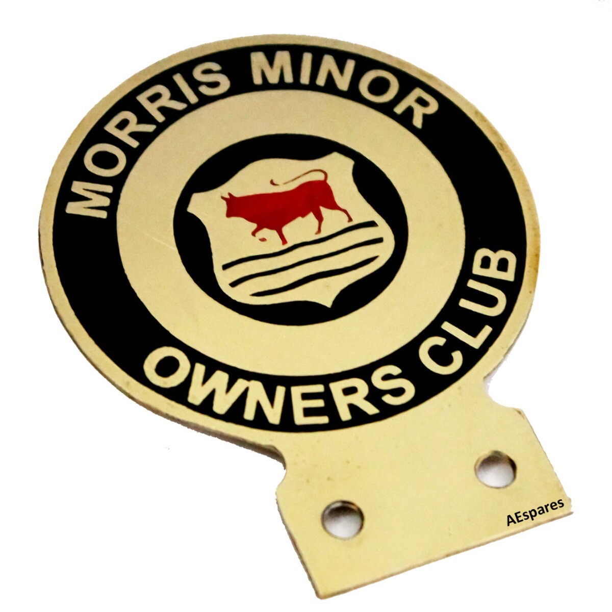 Vintage Morris Minor Owners Car Club Heavy Brass Enamel Front Grill Badge  