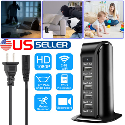 Hidden Wi-Fi Camera Motion Detection Home Security Nanny HD Cam USB Charger Type