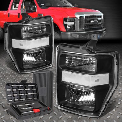 ДЛЯ 08-10 FORD SUPER DUTY F250-550 ЧЕРНЫЙ КОРПУС ПРОЗРАЧНАЯ БОКОВАЯ ФАРА + НАБОР ИНСТРУМЕНТОВ