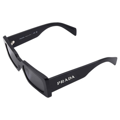 Pre-owned Prada Grey Rectangular Ladies Sunglasses Pr A07s 1ab5s0 52 Pr A07s 1ab5s0 52 In Gray