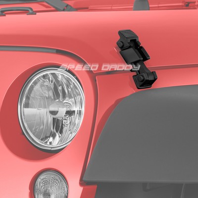 FOR 07-17 JEEP WRANGLER JK MATTE BLACK ABS PAIR HOOD LATCH LOCK CATCH+MOUNT KIT