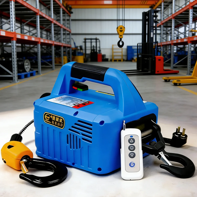 220V Portable Mini Electric Hoist with Wireless Remote Household Small Lifting W