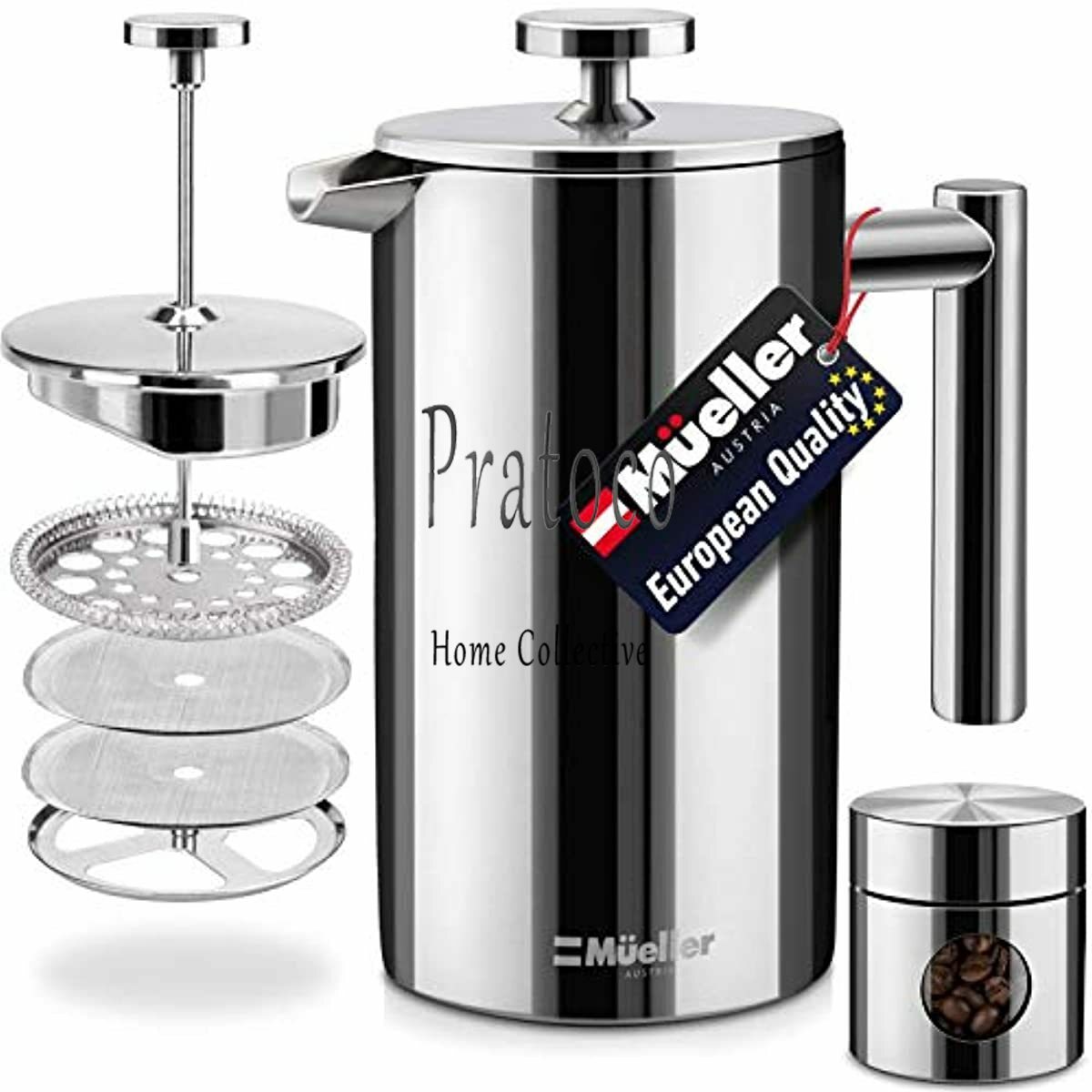 Mueller French Press Double Insulated 310 Stainless Steel Coffee Maker