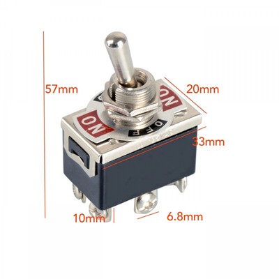 Metal Toggle Switch ON/OFF/ON 6-Pin DPDT Car/Truck 12V DC 15A/240V 20A/120V AC