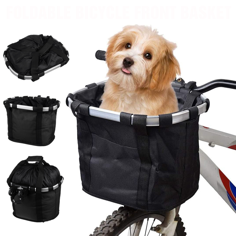 33X28X25Cm Foldable Bicycle Front Basket Bike Handlebar Basket Pet Dog Carrier M