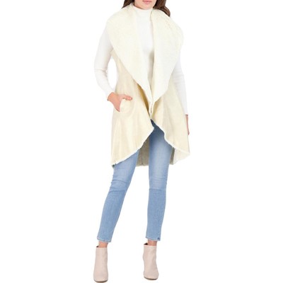 

Eliza J Womens Gold Faux Shearling Long Warm Vest Верхняя одежда  BHFO 5545, Золотой