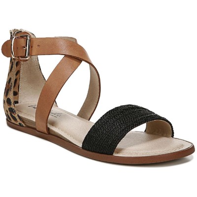 LifeStride Womens Riley Black Flat Sandals Shoes 7.5 Wide (C,D,W) BHFO 0793